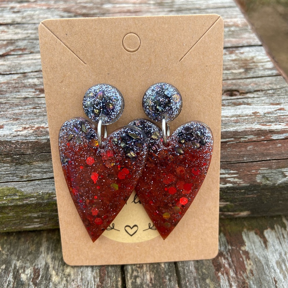 💋2/$14💋 Burning Love Handmade Resin Earrings